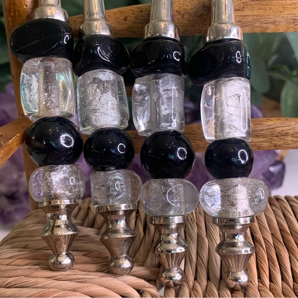 4 Glass Beaded Stainless Steel Forks Appetizers Olives Charcuterie Cocktail Set - Picture 13 of 15